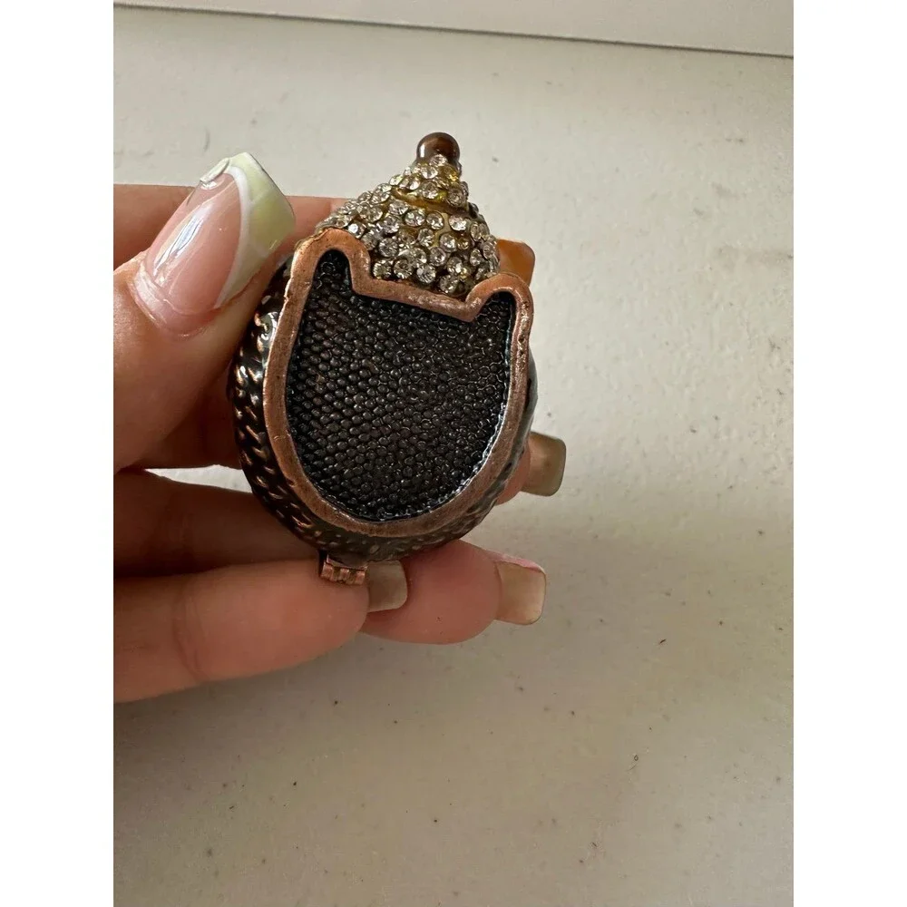 Bejeweled Hedgehog Hand Painted Enamel Collector's Magnetic Hinged Trinket Box